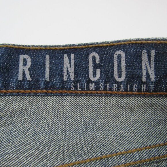 Bullhead Rincon Slim Straight Mid Rise Dark Wash Men's Blue Jeans Size 33X30.5 - Picture 10 of 11